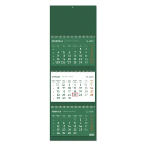POSLOVNI 73 – Zidni kalendar: 3 x 12 listova, tromesečni, trodelni